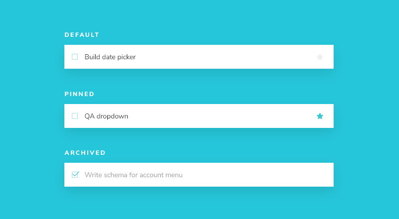 Task component in three states